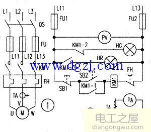 電動機直接啟動一次電路和二次電路圖