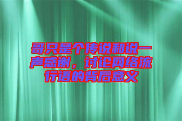 哥只是個(gè)傳說和說一聲感謝，討論網(wǎng)絡(luò)流行語的背后意義