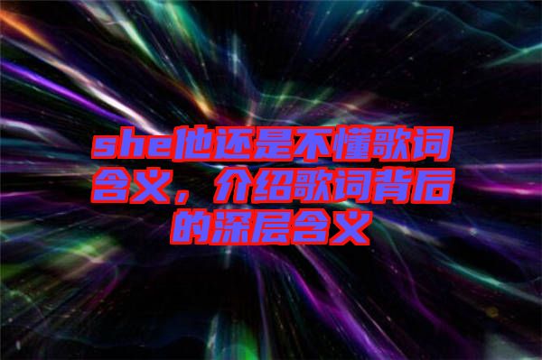 she他還是不懂歌詞含義，介紹歌詞背后的深層含義