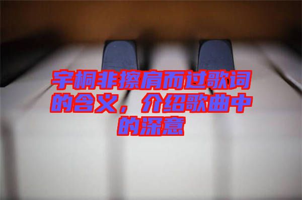 宇桐非擦肩而過歌詞的含義，介紹歌曲中的深意