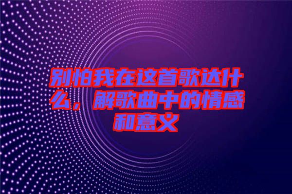 別怕我在這首歌達什么，解歌曲中的情感和意義