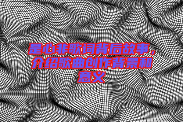 是心非歌詞背后故事，介紹歌曲創作背景和意義