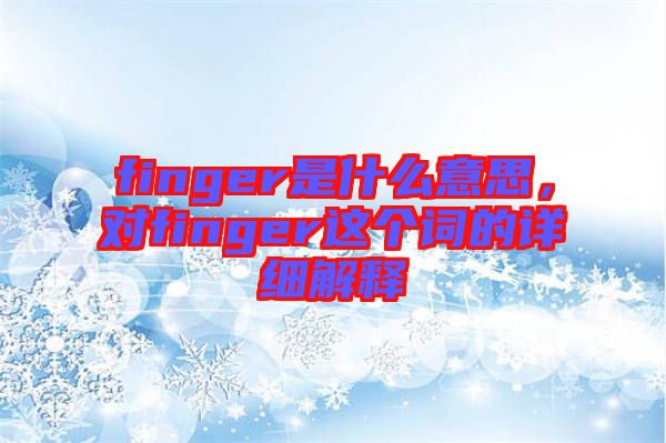 finger是什么意思，對finger這個詞的詳細解釋