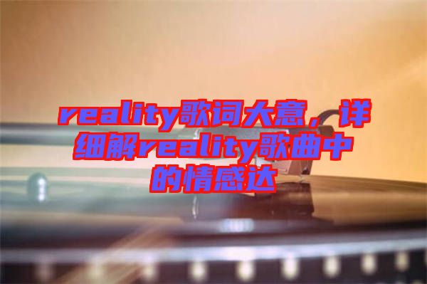 reality歌詞大意，詳細解reality歌曲中的情感達