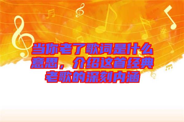 當你老了歌詞是什么意思，介紹這首經典老歌的深刻內涵