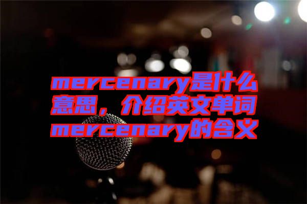 mercenary是什么意思，介紹英文單詞mercenary的含義