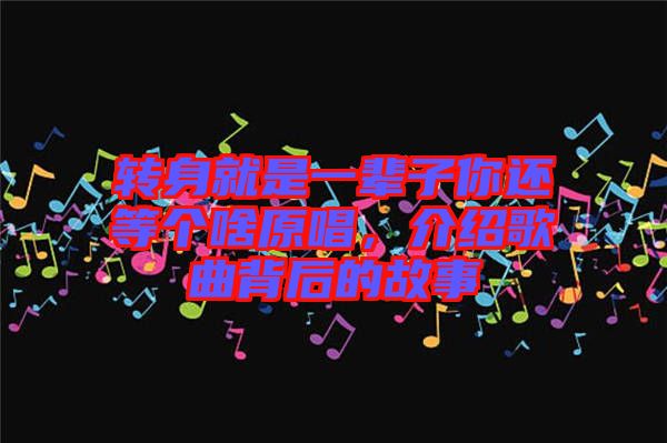 轉身就是一輩子你還等個啥原唱，介紹歌曲背后的故事