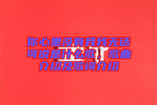 你心里沒有我我無話可說是什么歌，歌曲介紹及歌詞介紹