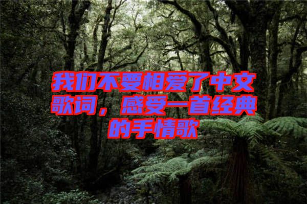 我們不要相愛了中文歌詞，感受一首經典的手情歌