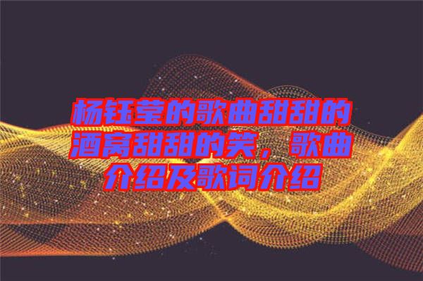 楊鈺瑩的歌曲甜甜的酒窩甜甜的笑，歌曲介紹及歌詞介紹