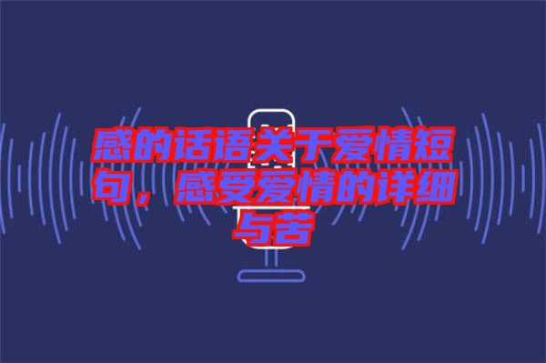 感的話語關于愛情短句，感受愛情的詳細與苦