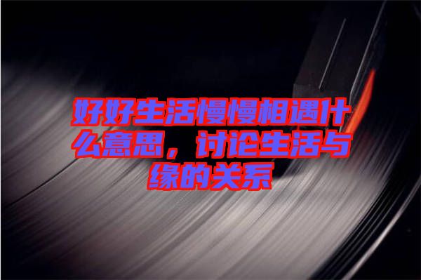 好好生活慢慢相遇什么意思，討論生活與緣的關系