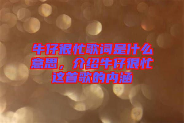 牛仔很忙歌詞是什么意思，介紹牛仔很忙這首歌的內涵