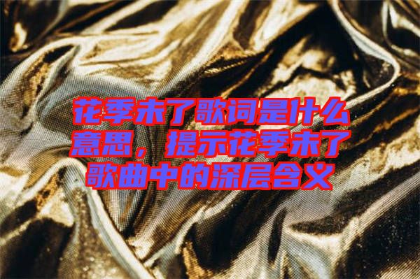 花季未了歌詞是什么意思，提示花季未了歌曲中的深層含義