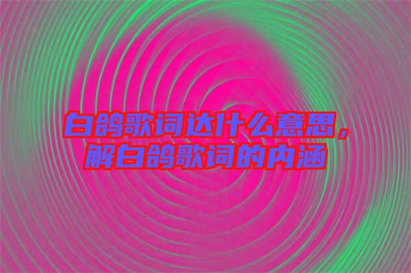 白鴿歌詞達(dá)什么意思，解白鴿歌詞的內(nèi)涵