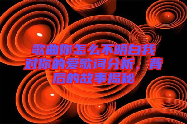 歌曲你怎么不明白我對(duì)你的愛歌詞分析，背后的故事揭秘