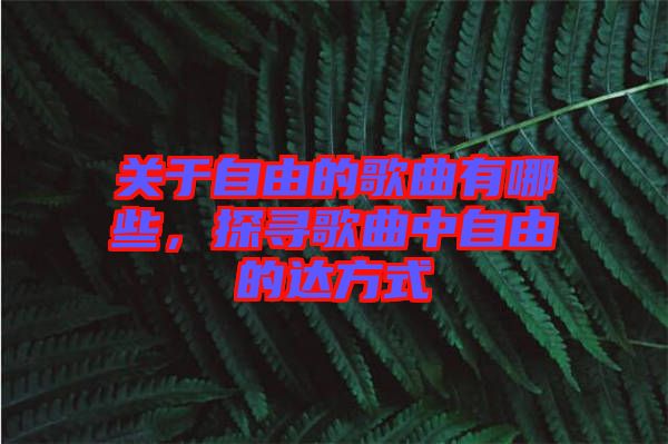 關于自由的歌曲有哪些，探尋歌曲中自由的達方式