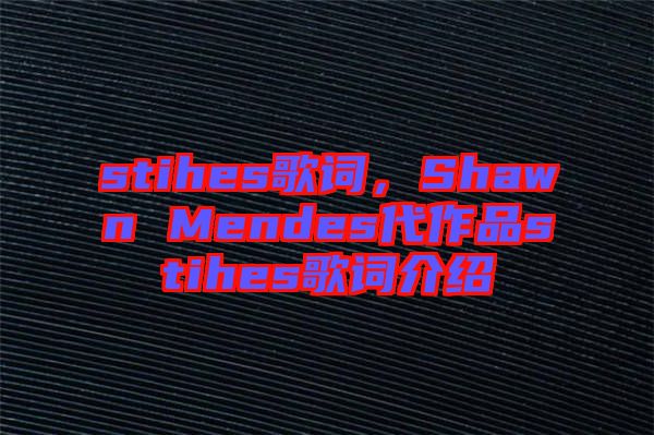 stihes歌詞，Shawn Mendes代作品stihes歌詞介紹