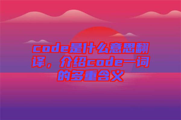 code是什么意思翻譯，介紹code一詞的多重含義