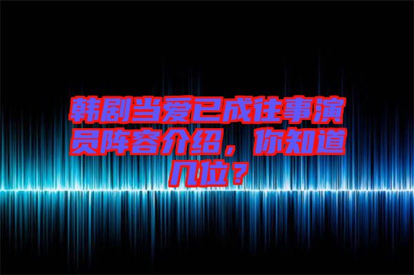 韓劇當愛已成往事演員陣容介紹，你知道幾位？