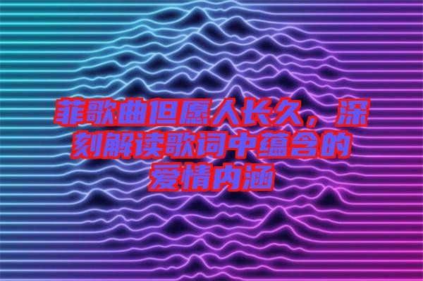 菲歌曲但愿人長久，深刻解讀歌詞中蘊含的愛情內涵