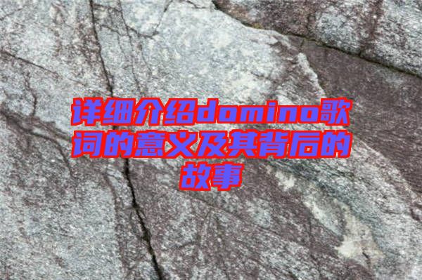 詳細介紹domino歌詞的意義及其背后的故事