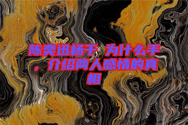 陳奕迅楊千嬅為什么手，介紹兩人感情的真相