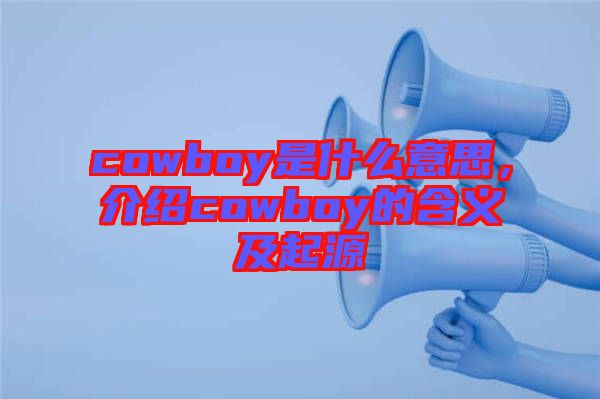 cowboy是什么意思，介紹cowboy的含義及起源